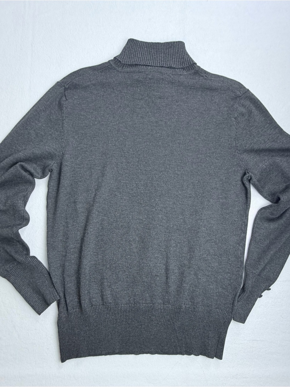 Cupio Gray Turtleneck Sweater Button Cuff Long Sleeve Heather Charcoal Size L - Picture 7 of 7